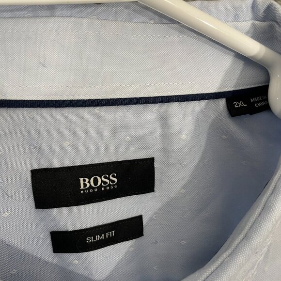 NEW Hugo Boss BOSS Dress Shirt Men 2XL Blue Slim Fit Button Down - Picture 4 of 10